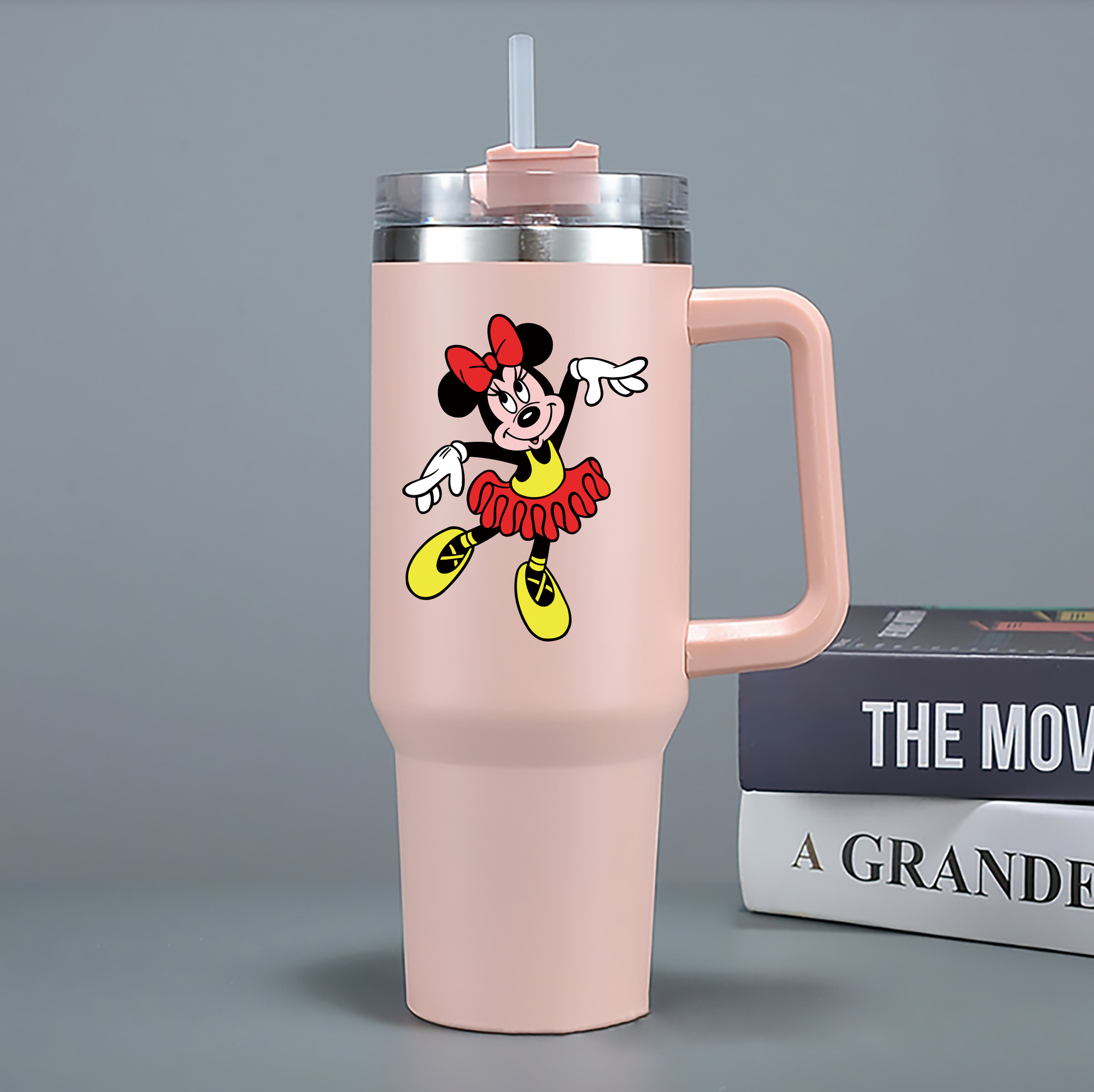 （画像用） ミッキーマウス Mickey Mouse 1200mL車用タンブラー - クリスタルステッカー（プラスチックストロー付き）